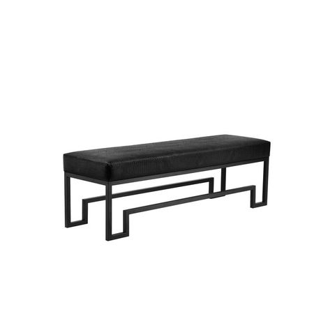 Laurence Bench In High Polish Steel And Faux Black Gator - On Sale ... within Laurence Bench, Silver And Black, Polish Steel